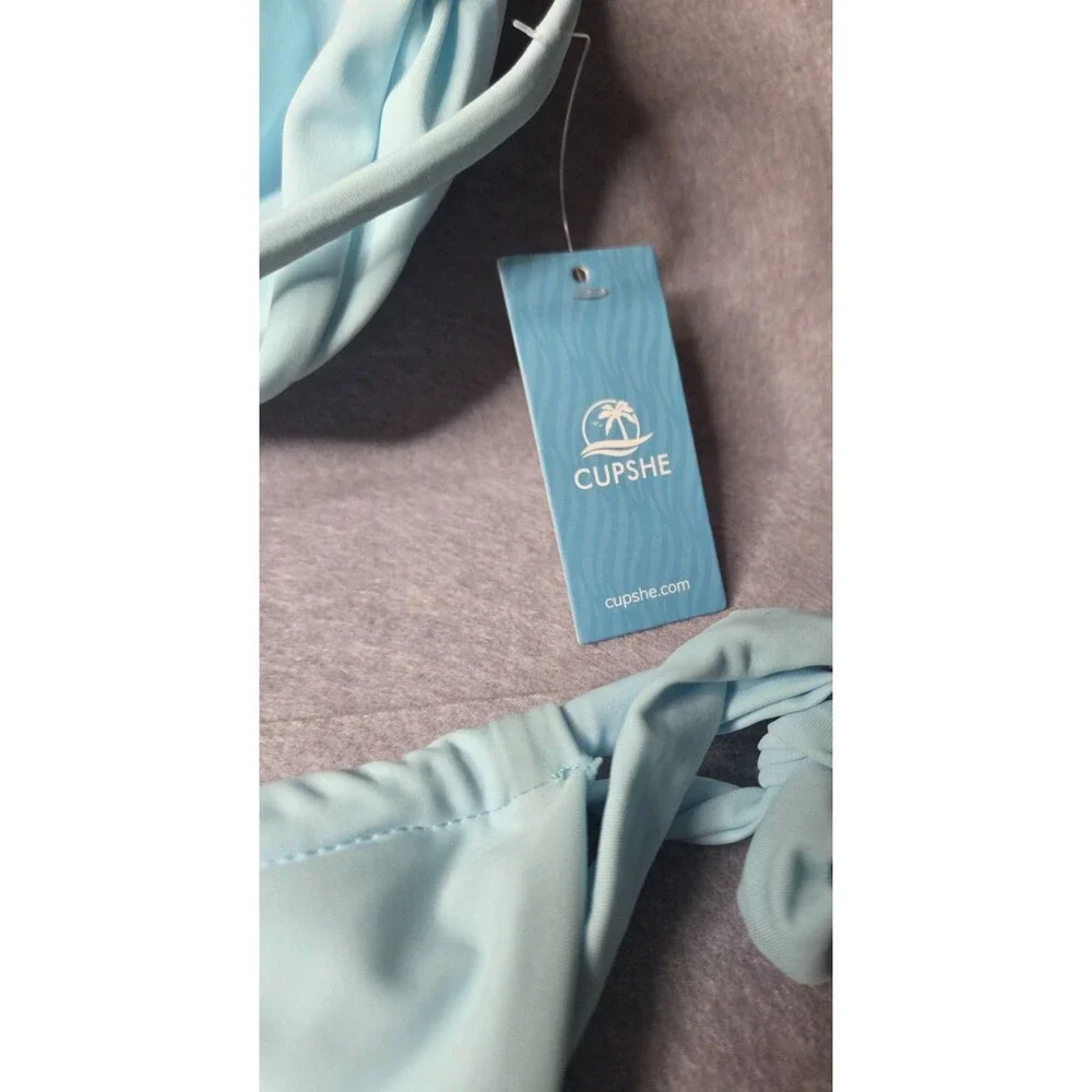 CUPSHE Lt Blue Starfish Bikini Set Gold Hardware Tie Sz XL Swimsuit
